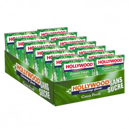 Chewing-gum Hollywood Menthe Verte Green Fresh - Lot de 14 étuis - 168 dragées