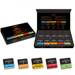 Coffret de 50 carrés de chocolat Pures Origines - Monbana