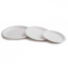 Assiette ronde 16 cm en pulpe de canne à sucre biodégradable - par 50