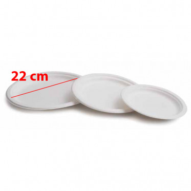 Assiette ronde 16 cm en pulpe de canne à sucre biodégradable - par 50