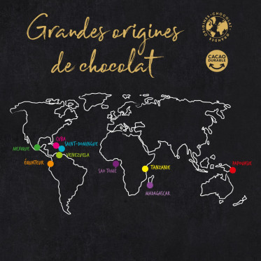 Coffret Voisin Grandes Origines chocolat noir - 6 parfums - 36 carrés - 180 gr
