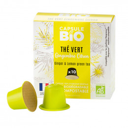 Capsules Nespresso compatible sans aluminium sans plastique - Thé Vert Gingembre Citron Bio - 10 capsules