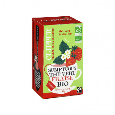 Thé Vert Bio Clipper Fraise - 20 sachets