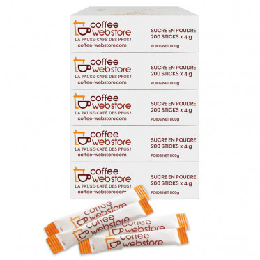 Sucre Coffee-Webstore en Boite Distributrice - 5 boîtes - 1000 buchettes + boite offerte