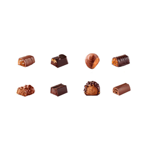 Ballotin de 8 chocolats Révillon : Assortiment de 8 recettes Noir, Lait - 80 gr