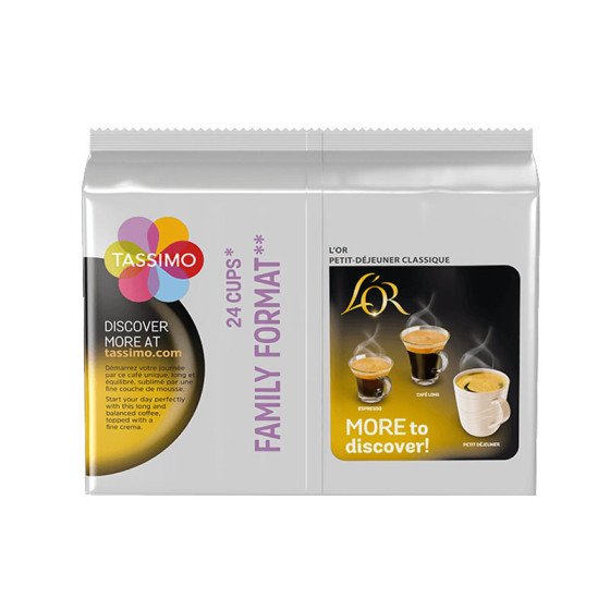 Capsule Tassimo L'Or Espresso Petit Déjeuner Classique "Format Familial" - 24 T-Discs