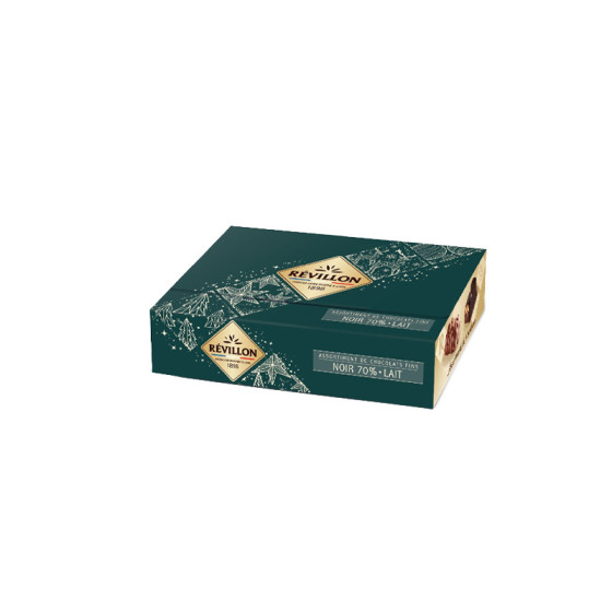 Ballotin de 8 chocolats Révillon : Assortiment de 8 recettes Noir, Lait - 80 gr