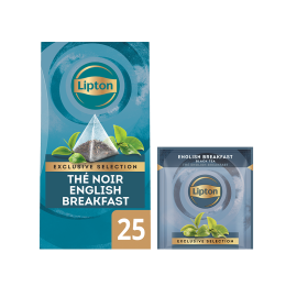 Thé Noir Lipton Exclusive Sélection English Breakfast - 25 sachets pyramide