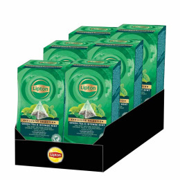 Thé Vert Lipton Exclusive Selection Menthe Intense - 6 boites - 150 sachets pyramide