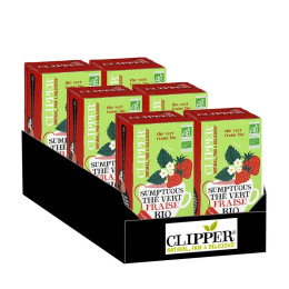 Thé Vert Bio Clipper Fraise - 6 boites - 120 sachets