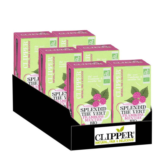 Thé Vert Bio Clipper Framboise Menthe - 6 boites - 120 sachets