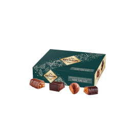 Ballotin de 8 chocolats Révillon : Assortiment de 8 recettes Noir et Lait - 80 gr