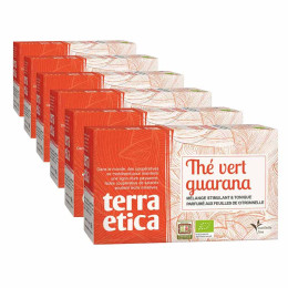 Thé Vert Bio Terra Ética Guarana Citronnelle Sri Lanka - 6 boites - 120 sachets