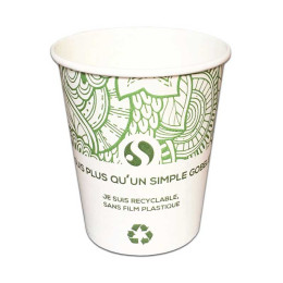 Gobelet carton 20 cl - Compostable sans plastique - 100 gobelets