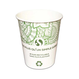 Gobelet carton 18 cl - Compostable sans plastique - 100 gobelets