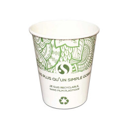 Gobelet carton 12 cl - Compostable sans plastique - 100 gobelets