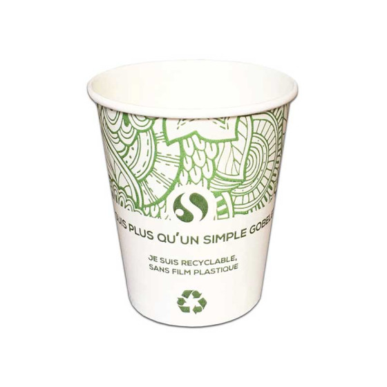 Gobelet en Carton 10 cl Compostable sans Film Plastique - 100 gobelets