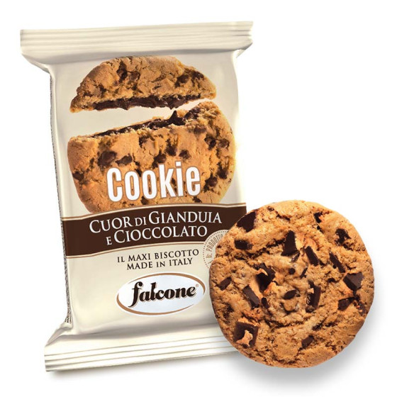 Maxi Cookie Coeur fondant Gianduja et Chocolat Lait - Falcone - Carton de 40 pièces
