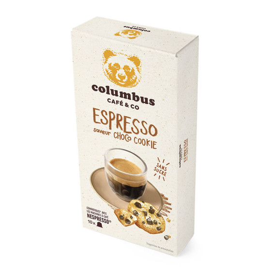 Capsule Nespresso Compatible Columbus Café Gourmand Chocolat Cookie - 5 boites - 50 capsules
