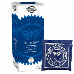Dosette ESE Cafés Richard Décaféiné 100% Arabica - 25 dosettes emballées individuellement