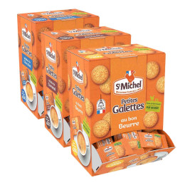 Petite Galette St Michel 3 parfums - 3 Boites distributrices - 600 galettes emballées individuellement