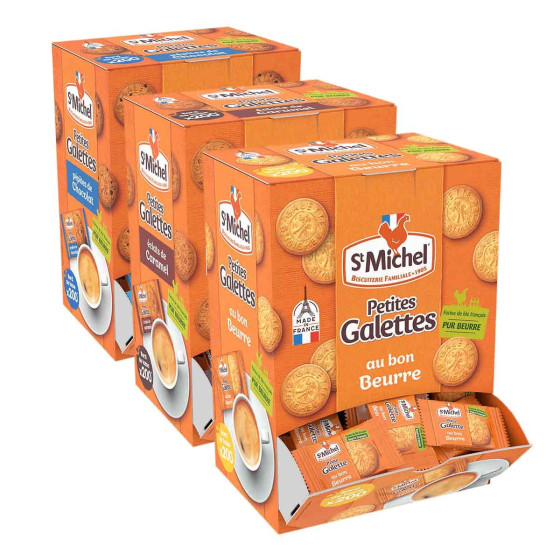 Petite Galette St Michel 3 parfums - 3 Boites distributrices - 600 galettes emballées individuellement