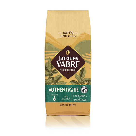 Café en Grains Jacques Vabre Authentique 100% Arabica - 1 Kg