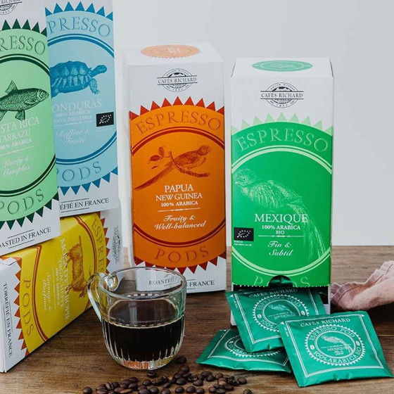 Dosette ESE Cafés Richard Florio 100% Arabica - 3 boites - 75 dosettes emballées individuellement