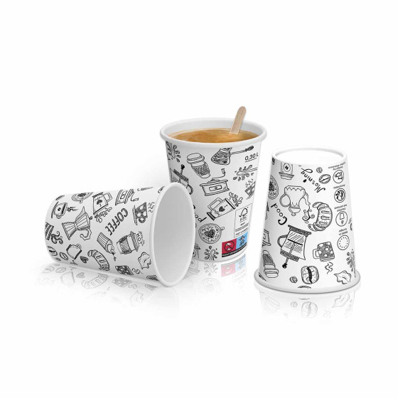 Gobelet carton 30 cl (12oz) Graffiti - 100 gobelets