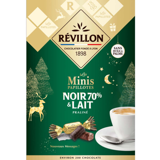 Sachet de vrac mini Papillotes au Chocolat noir 70% et lait praliné - La papillote française Révillon - 1,26 Kg