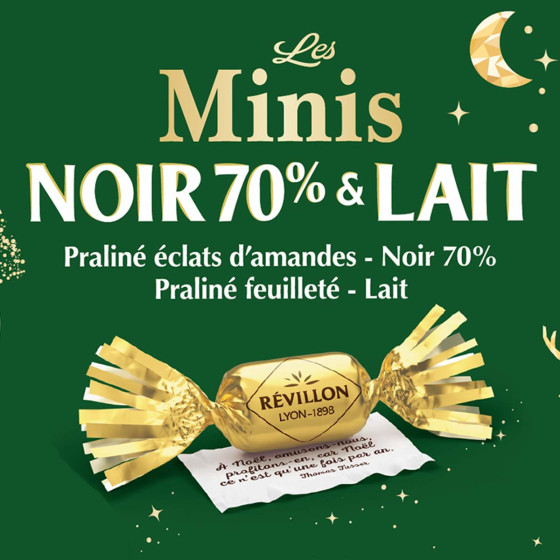 Sachet de vrac mini Papillotes au Chocolat noir 70% et lait praliné - La papillote française Révillon - 1,26 Kg
