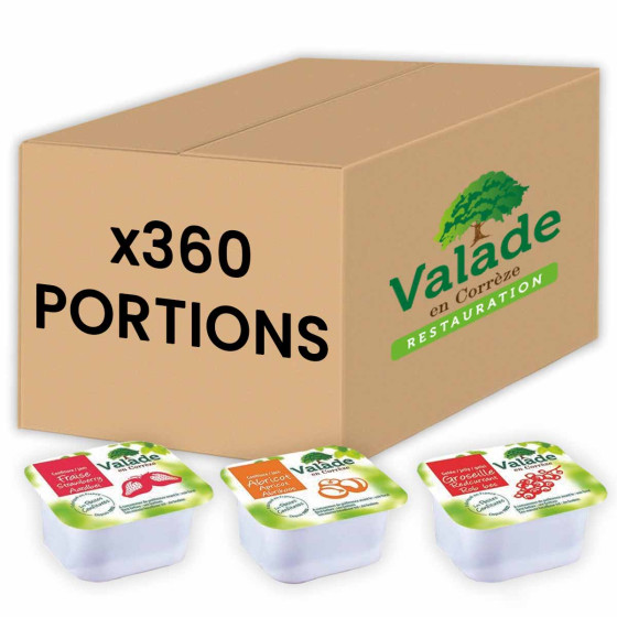 Confiture Valade Assortiment Classique 30 gr - Abricot, Fraise, Groseille - 120 barquettes