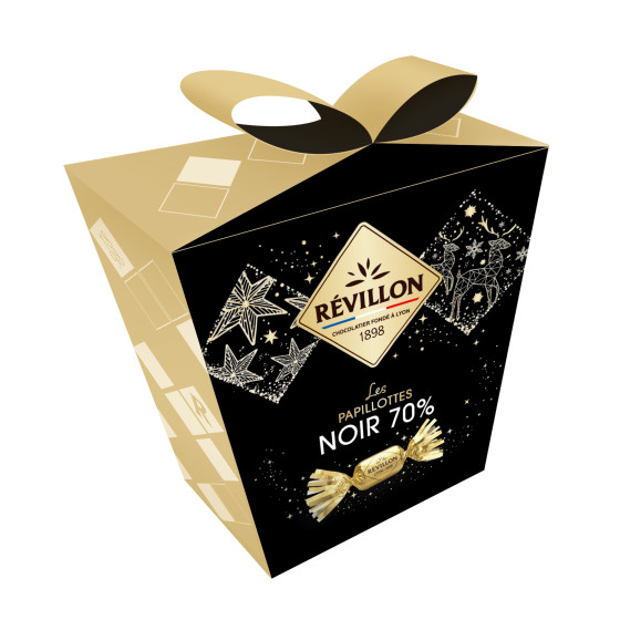 Pochette cadeaux de papillotes Révillon Chocolat noir 70% - 300 gr