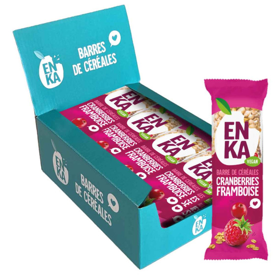 Barre de Céréales Enka Cranberries & Framboise - Boite distributrice de 20 barres