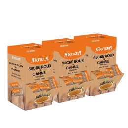 Sucre Roux Pure Canne - 3 Boîtes Distributrices - 450 Sachets