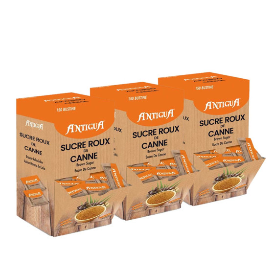 Sucre Roux Pure Canne - 3 Boîtes Distributrices - 450 Sachets