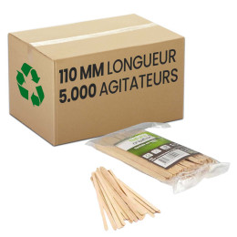 Spatule en bois - Touillette 110 mm - 50 sachets soit 5000 spatules