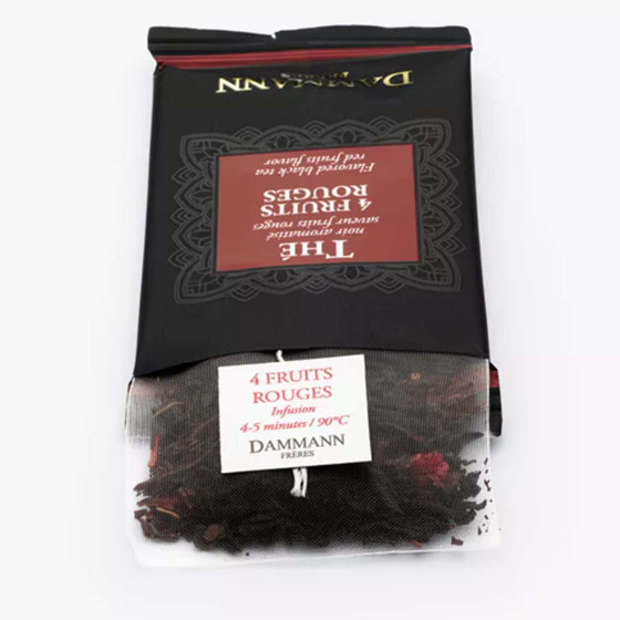 Thé Noir aromatisé Dammann Frères 4 Fruits Rouges - 4 boites - 96 sachets enveloppés