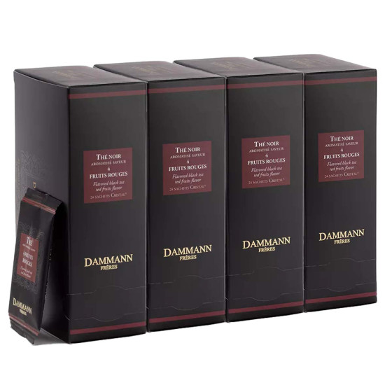 Thé Noir aromatisé Dammann Frères 4 Fruits Rouges - 4 boites - 96 sachets enveloppés