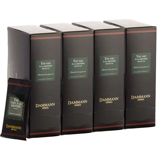 Thé Vert aromatisé Dammann Frères Green Mint - 4 boites - 94 sachets enveloppés