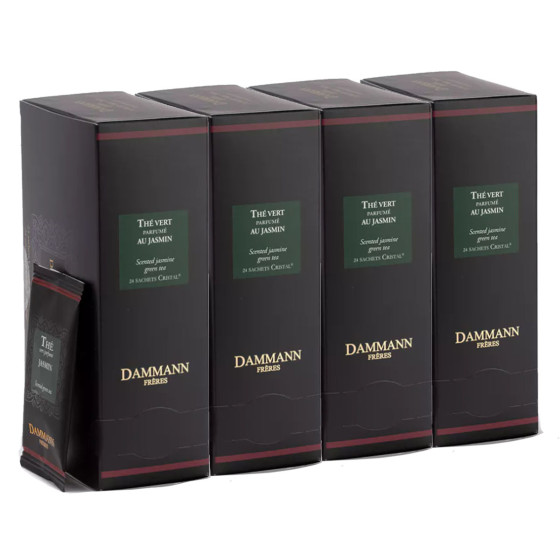 Thé Vert aromatisé Dammann Frères Jasmin - 4 boites - 94 sachets enveloppés