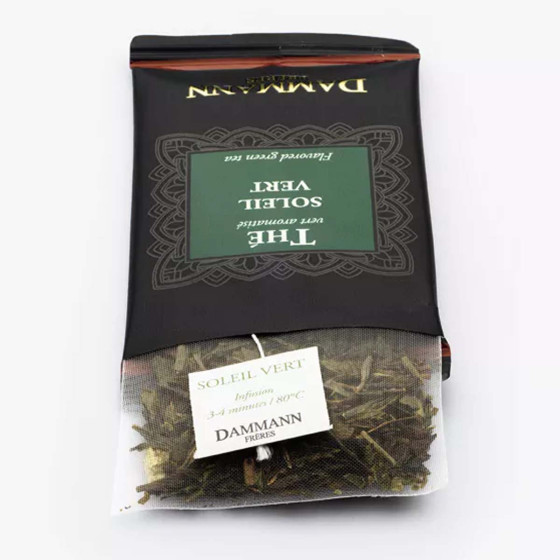 Thé Vert aromatisé Dammann Frères Soleil Vert - 4 boites - 96 sachets enveloppés