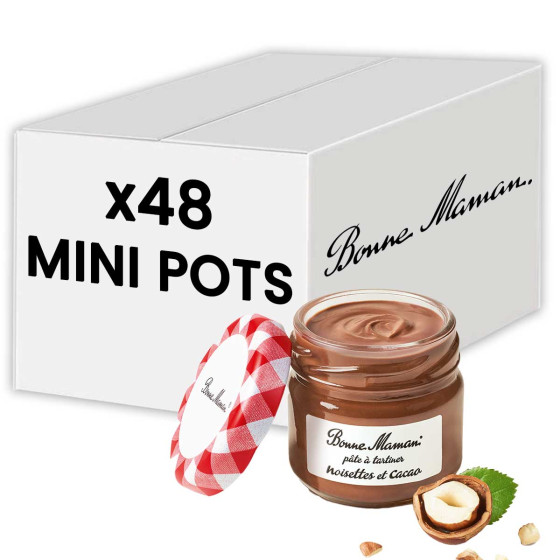 Pâte à tartiner Bonne Maman Noisettes et Cacao 25 gr - Carton de 48 mini pots en verre