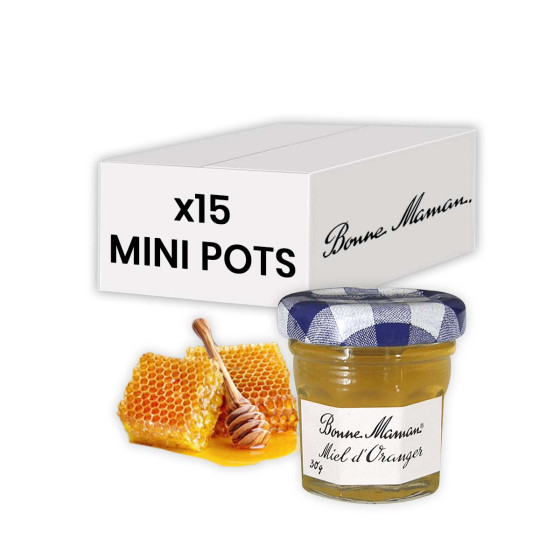 Confiture Bonne Maman - Mini pot en verre de miel Fleur d'Oranger - 15x 30g