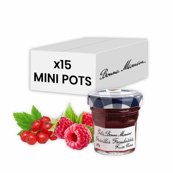 Confiture Bonne Maman Gelée Groseille Framboisée 30 gr - 15 mini pots en verre