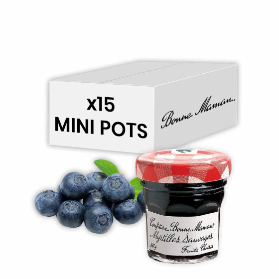 Confiture Bonne Maman - Mini pot en verre de confiture de Myrtille - 15x 30g