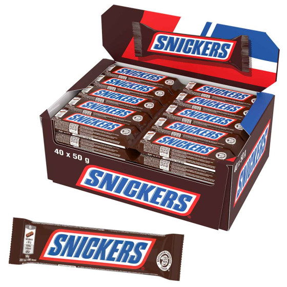 Barre Snickers chocolat et caramel - Boite de 40 Snickers