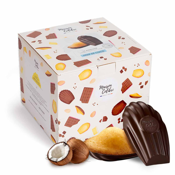 Madeleine Noix de Coco Maison Colibri Coque Chocolat Noir - 30 madeleines emballées individuellement
