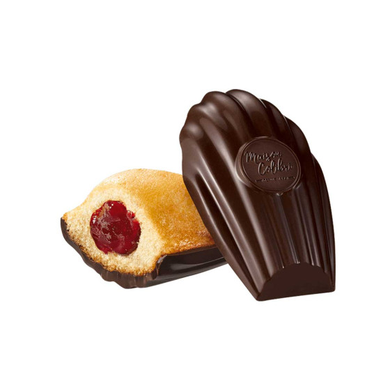 Madeleine Cœur Framboise Maison Colibri Coque Chocolat Noir - 30 madeleines emballées individuellement