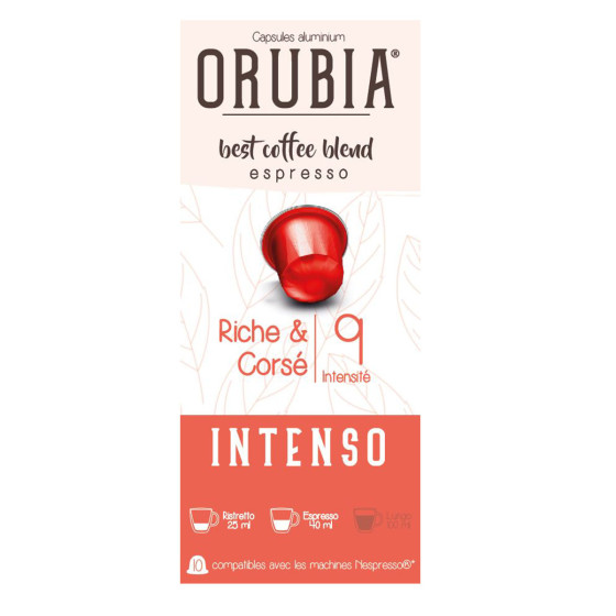 Capsule Nespresso Compatible Café Orubia Intenso 50% Arabica Intensité 9 - 120 capsules